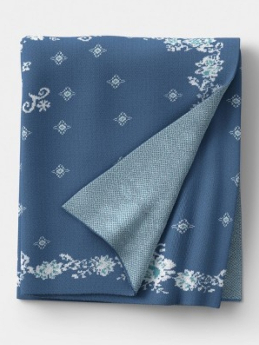 Threshold Designed With Studio Mcee GFloral Knit Jacquard Throw Blanket Blue/cre